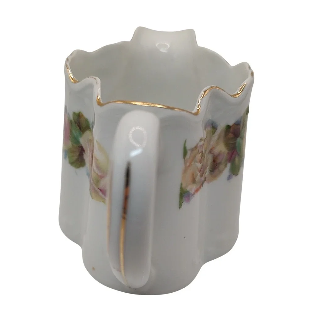 Antique‎ Z S Co Bavaria Creamer Porcelain Pitcher Pink Cabbage Rose Pattern Gilt